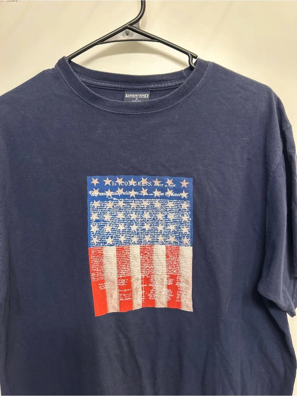 Vintage Land's End Navy Flag Graphic T-Shirt - Picture 3 of 11